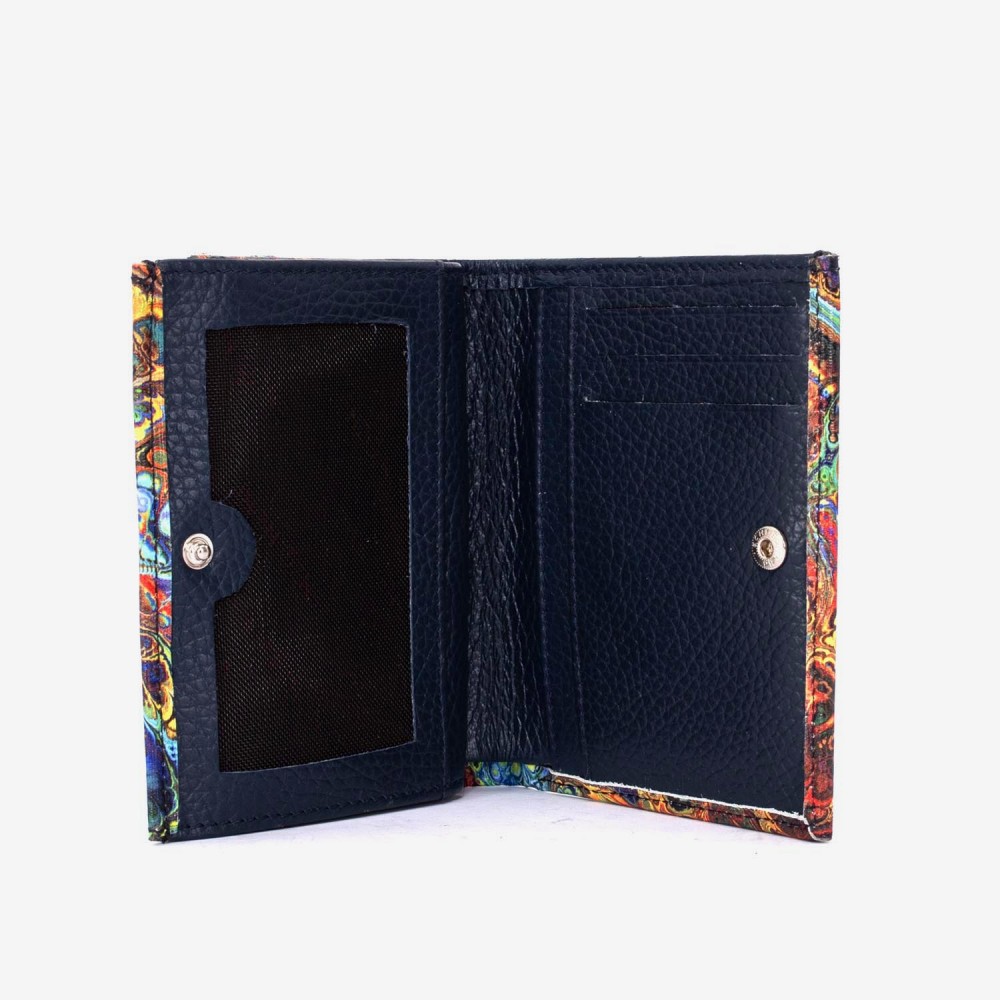 Portofel dama ENZO NORI model AMELY din piele naturala imprimare multicoloră