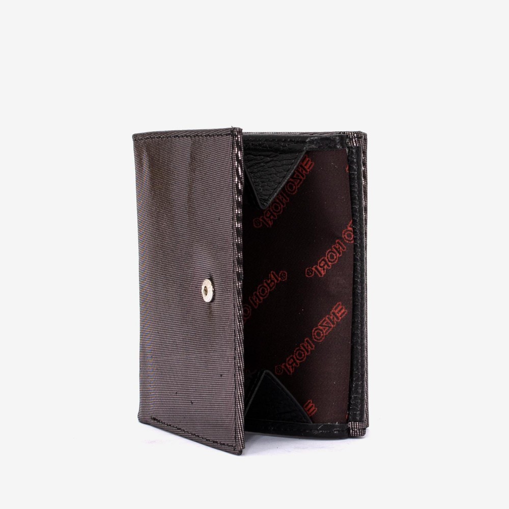 Portofel dama ENZO NORI model AMELY din piele naturală negru metalizat