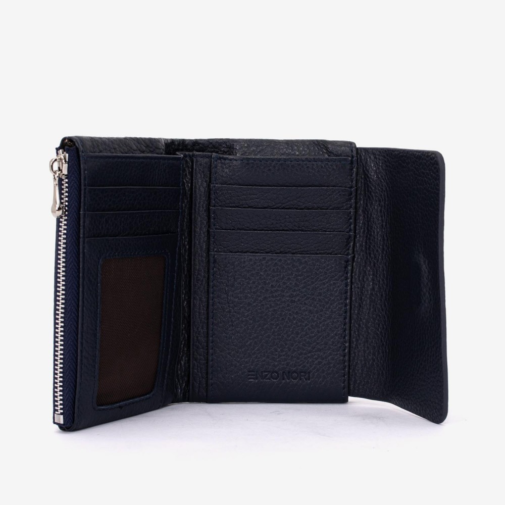 Portofel dama ENZO NORI model ALEXA din piele naturala bleumarin
