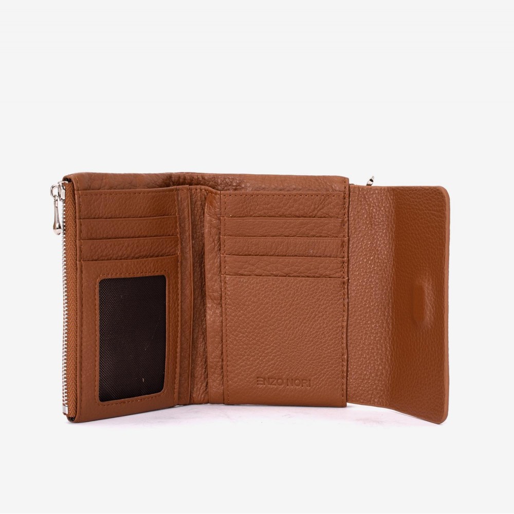 Portofel dama ENZO NORI model ALEXA din piele naturala maro