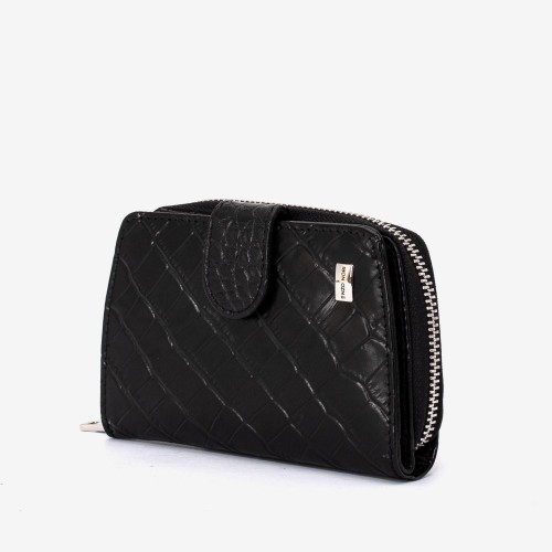 Portofel dama ENZO NORI model CASTEL piele naturala negru laser