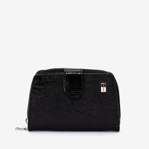 Portofel dama ENZO NORI model CASTEL piele naturala negru lacuit