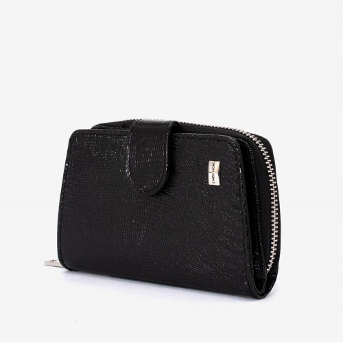 Portofel dama ENZO NORI model CASTEL piele naturala negru lacuit