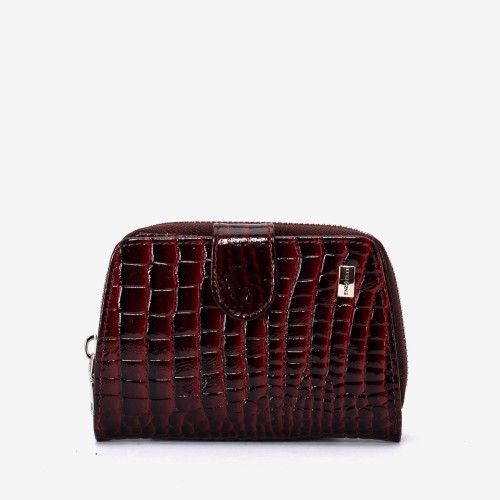 Portofel dama ENZO NORI model CASTEL piele naturala  burgundy lacuit