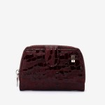Portofel dama ENZO NORI model CASTEL piele naturala burgundy laser