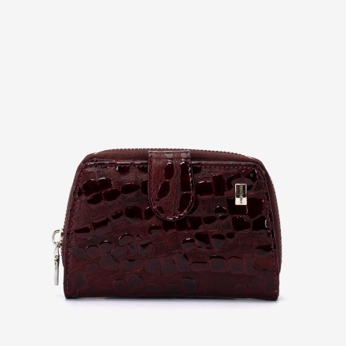 Portofel dama ENZO NORI model CASTEL piele naturala burgundy laser