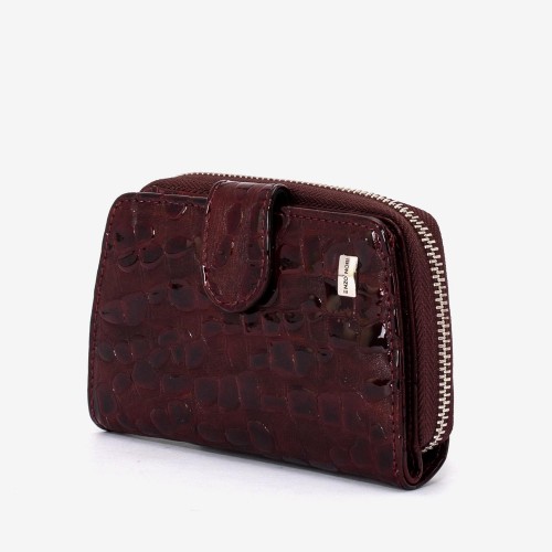 Portofel dama ENZO NORI model CASTEL piele naturala burgundy laser