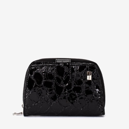 Portofel dama ENZO NORI model CASTEL piele naturala  lacuit negru