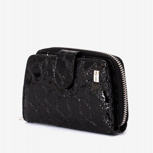 Portofel dama ENZO NORI model CASTEL piele naturala  lacuit negru