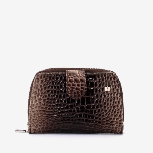 Portofel dama ENZO NORI model CASTEL piele naturala lacuit maro