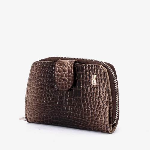 Portofel dama ENZO NORI model CASTEL piele naturala lacuit maro