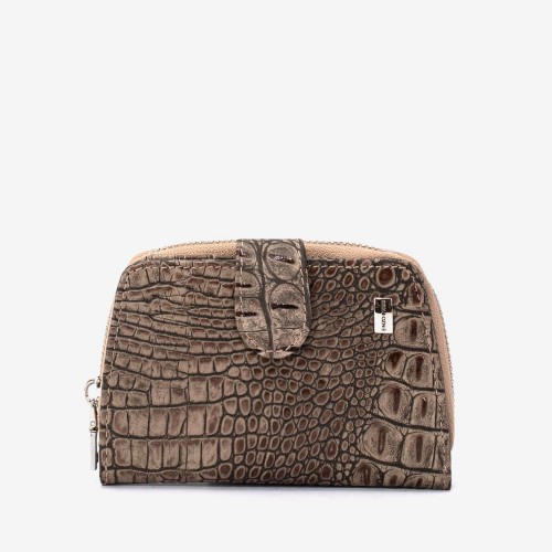 Portofel dama ENZO NORI model CASTEL piele naturala bej croco