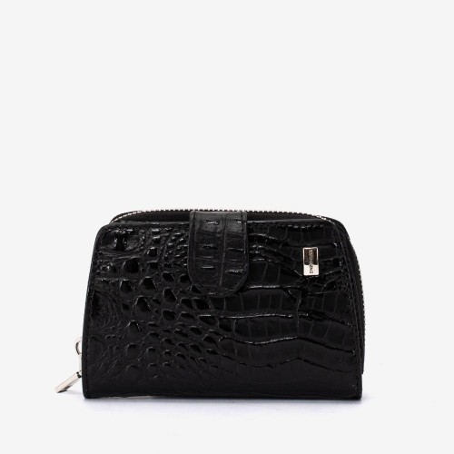Portofel dama ENZO NORI model CASTEL piele naturala negru croco