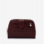 Portofel dama ENZO NORI model CASTEL piele naturala burgundy croco