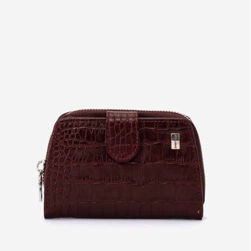 Portofel dama ENZO NORI model CASTEL piele naturala burgundy croco