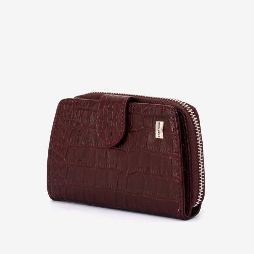 Portofel dama ENZO NORI model CASTEL piele naturala burgundy croco