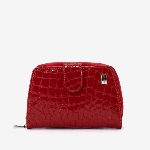 Portofel dama ENZO NORI model CASTEL piele naturala rosu croco laser