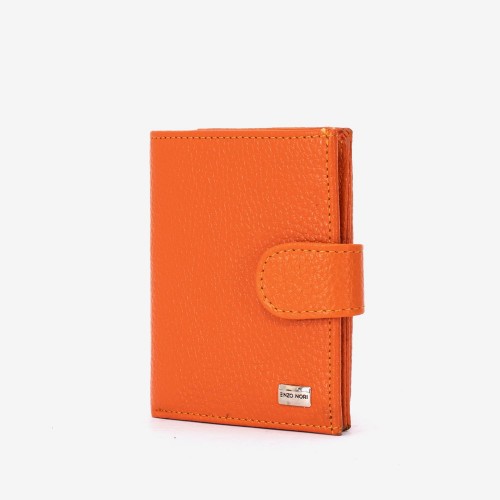 Portofel dama ENZO NORI model KAILA din piele naturala  orange