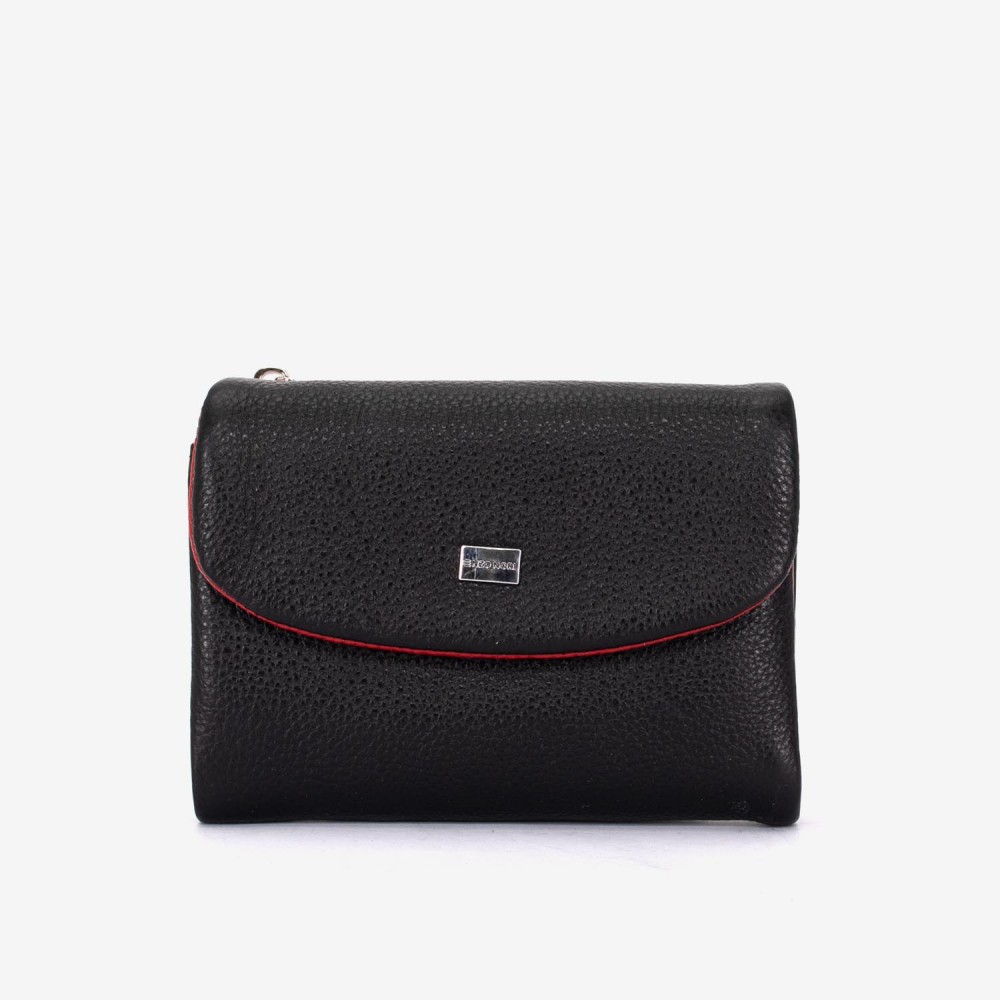 Portofel dama ENZO NORI model NIKA din piele naturala negru-rosu