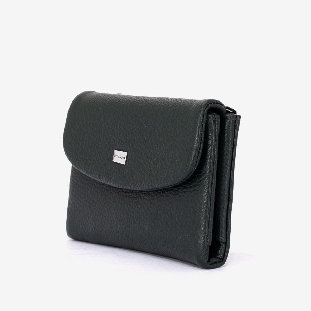 Portofel dama ENZO NORI model NIKA din piele naturala verde