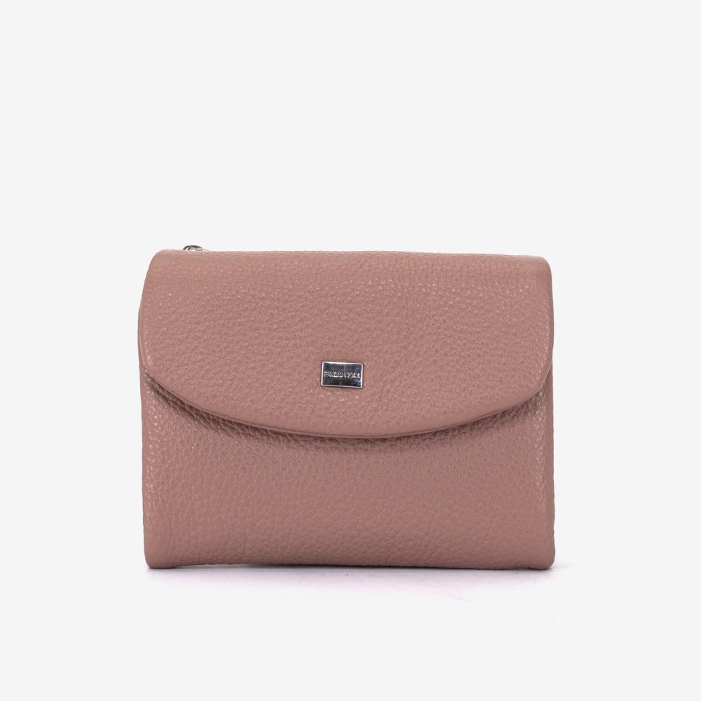 Portofel dama ENZO NORI model NIKA din piele naturala roz