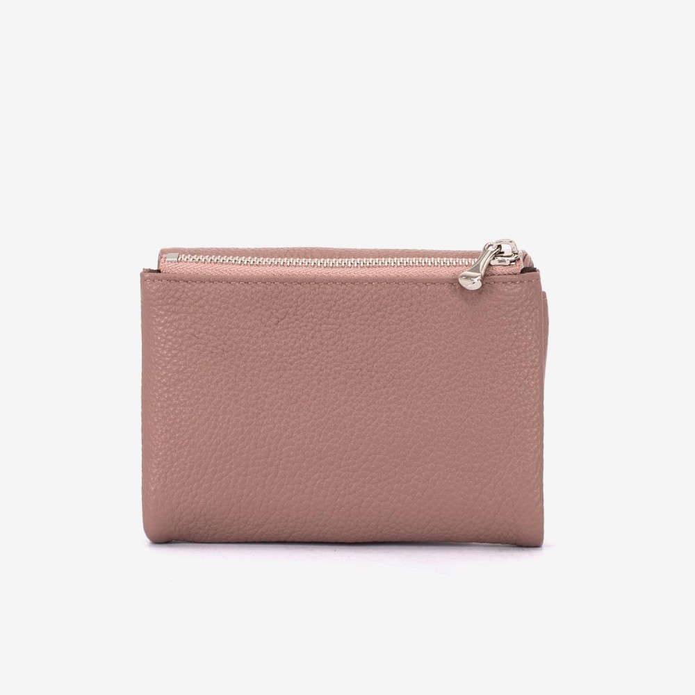 Portofel dama ENZO NORI model NIKA din piele naturala roz