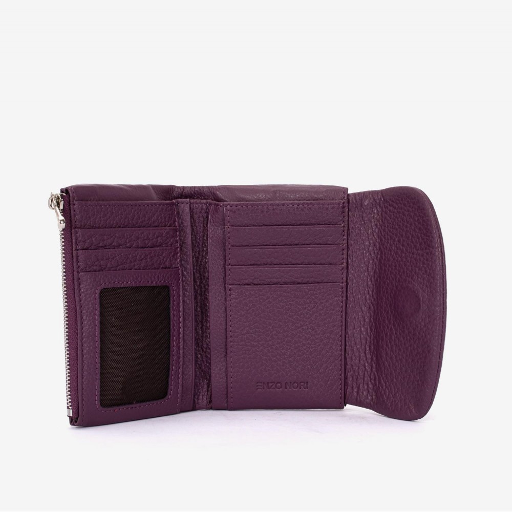 Portofel dama ENZO NORI model NIKA din piele naturala violet inchis