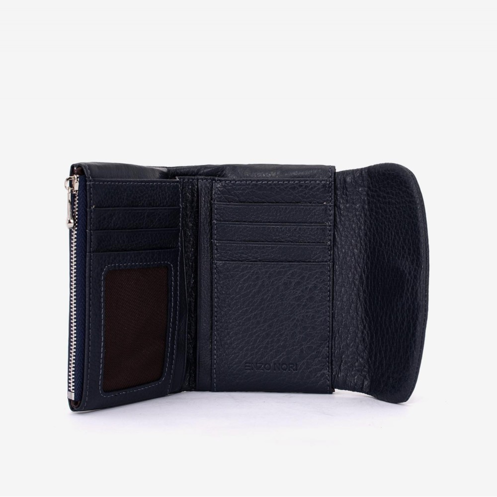 Portofel dama ENZO NORI model NIKA din piele naturala bleumarin