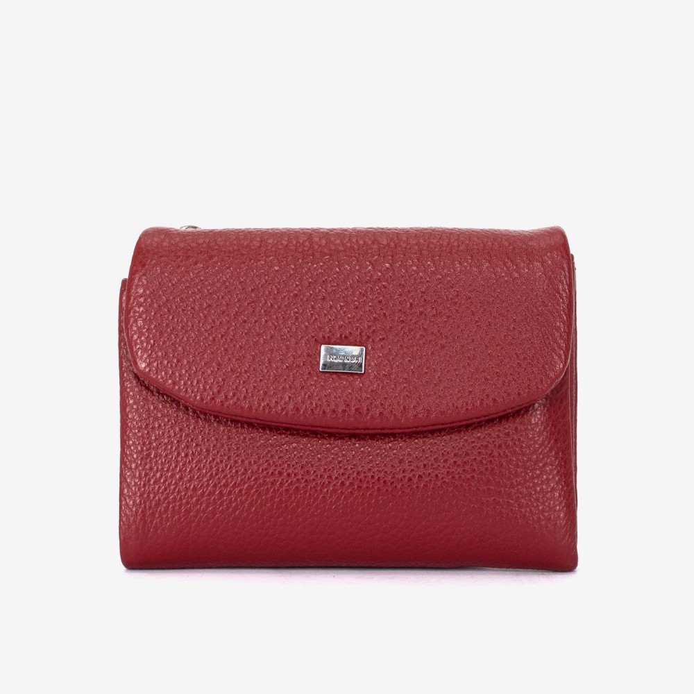 Portofel dama ENZO NORI model NIKA din piele naturala rosu inchis