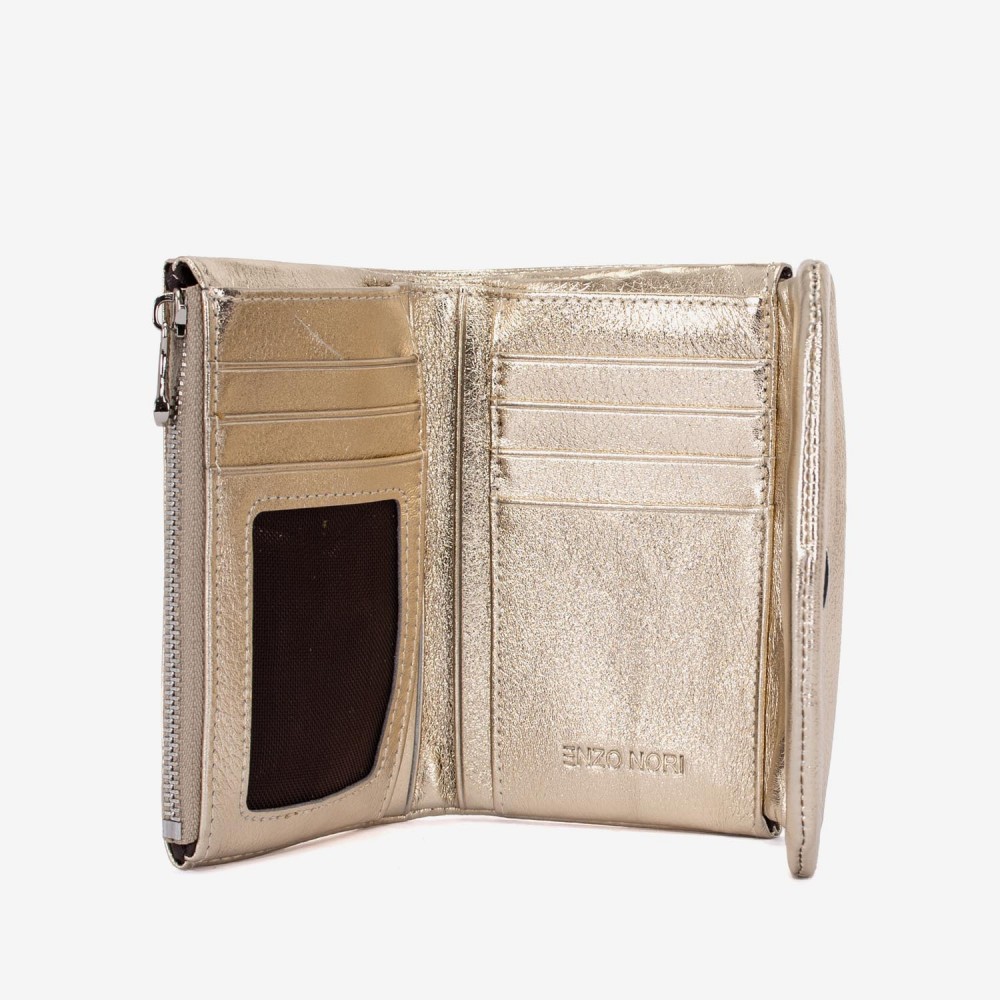 Portofel dama ENZO NORI model NIKA din piele naturala gold
