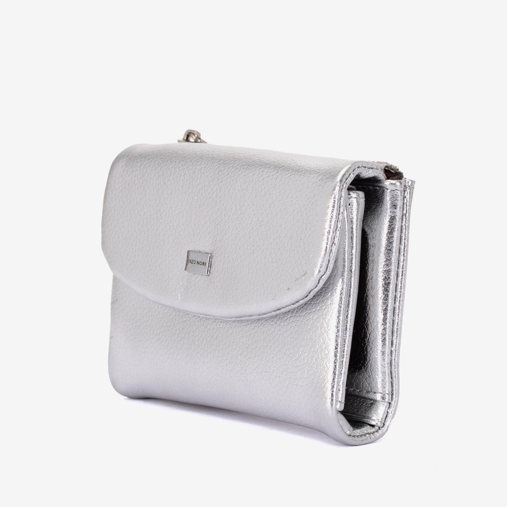 Portofel dama ENZO NORI model NIKA din piele naturala silver