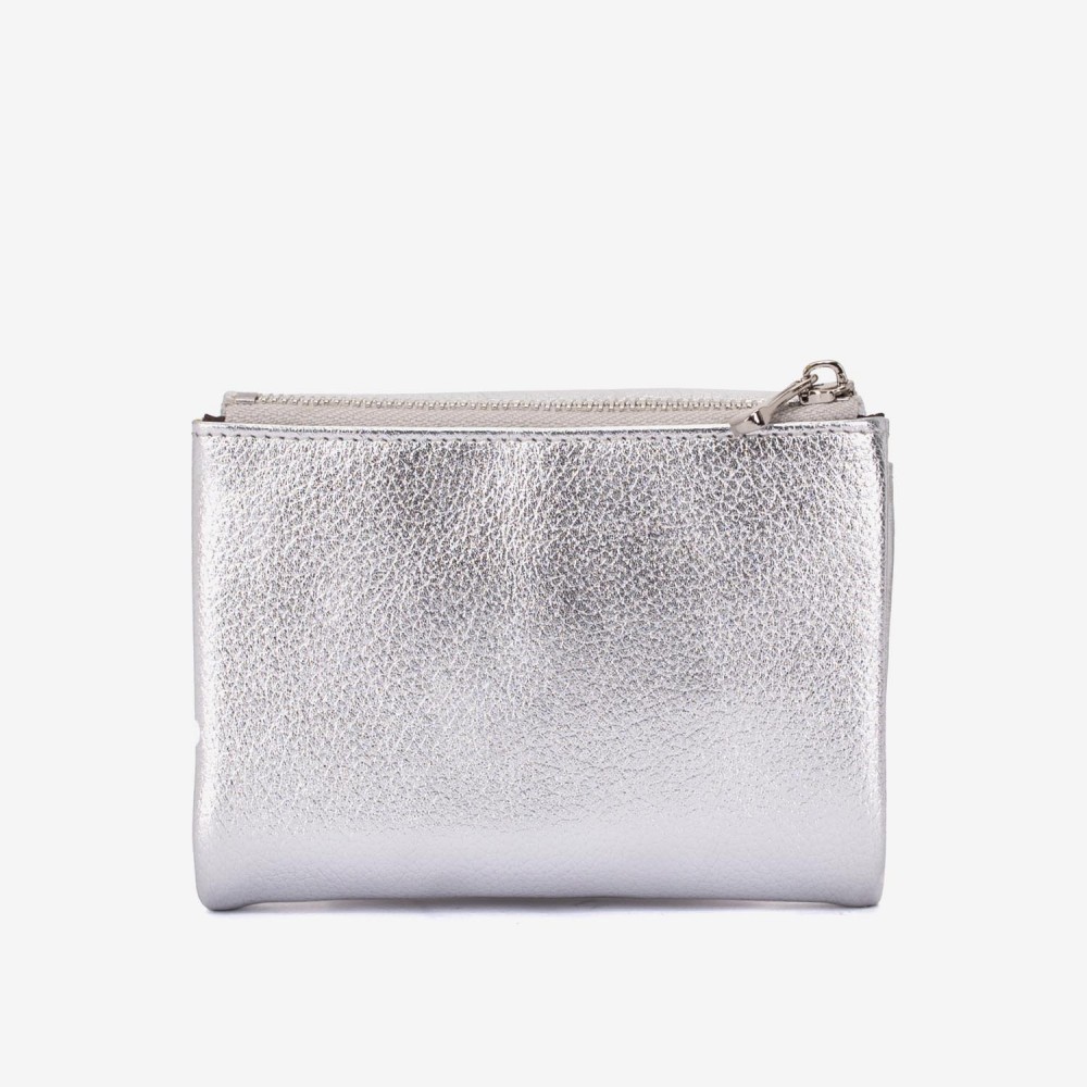 Portofel dama ENZO NORI model NIKA din piele naturala silver