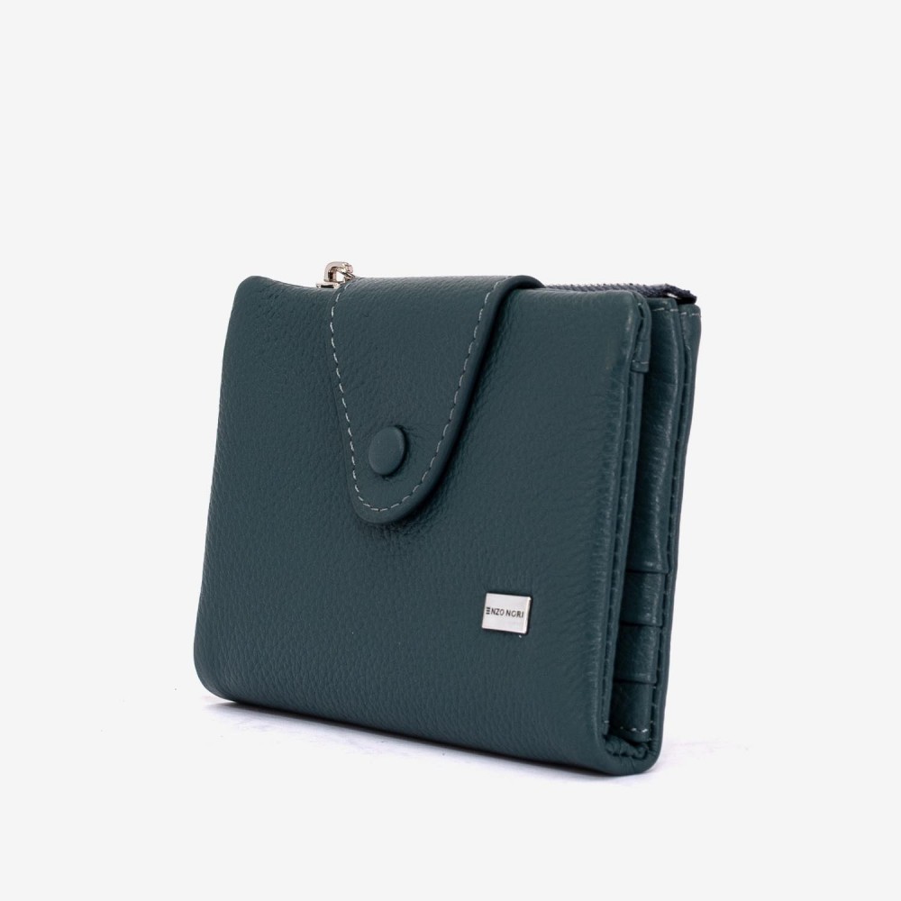 Portofel damă ENZO NORI model DANAYA din piele naturala verde petrol
