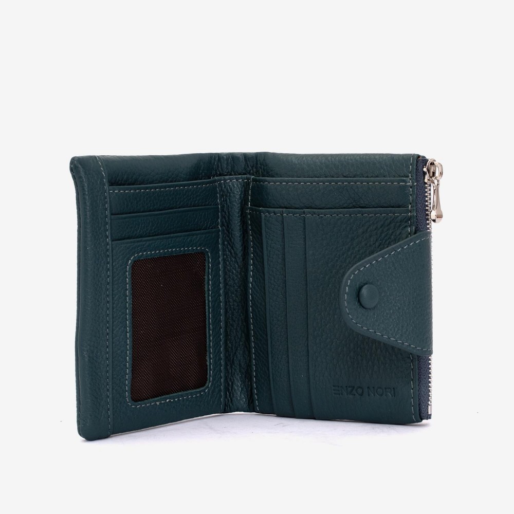 Portofel damă ENZO NORI model DANAYA din piele naturala verde petrol