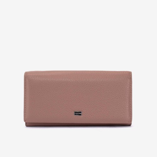Portofel dama ENZO NORI model DIAN din piele naturală roz