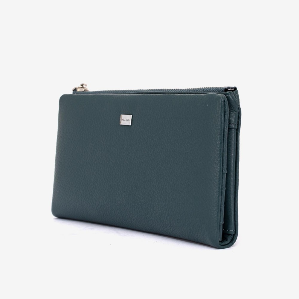 Portofel dama ENZO NORI model ROXAN din piele naturala albastru