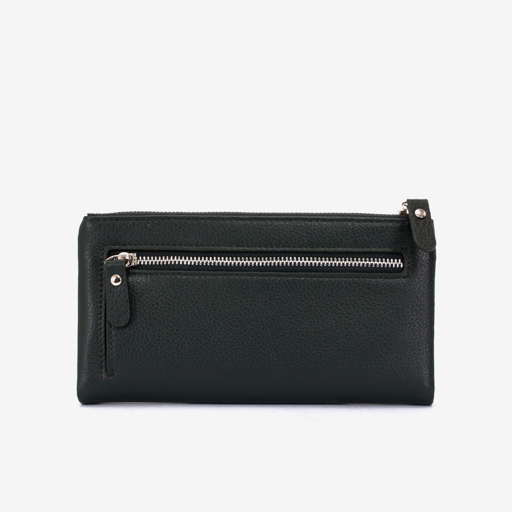 Portofel dama ENZO NORI model ROXAN din piele naturala verde