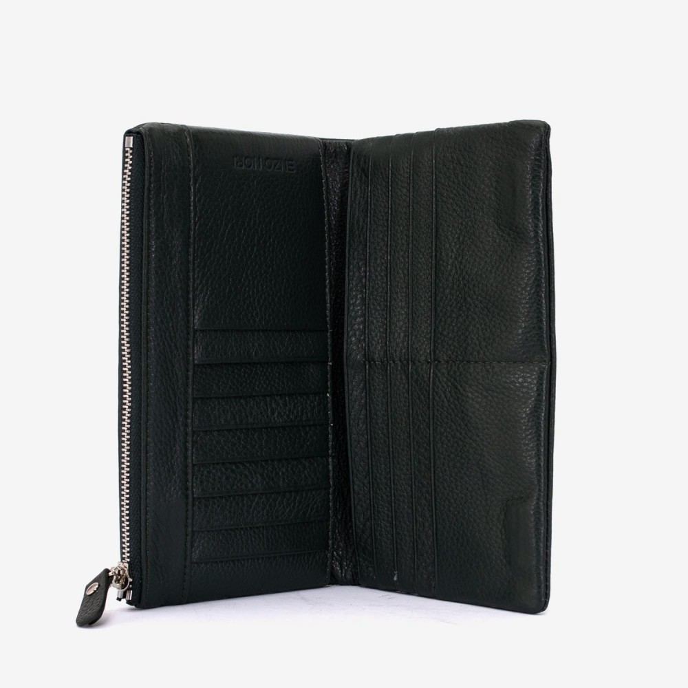 Portofel dama ENZO NORI model ROXAN din piele naturala verde