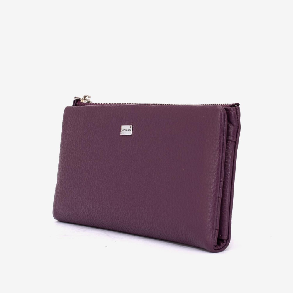 Portofel dama ENZO NORI model ROXAN din piele naturala violet inchis