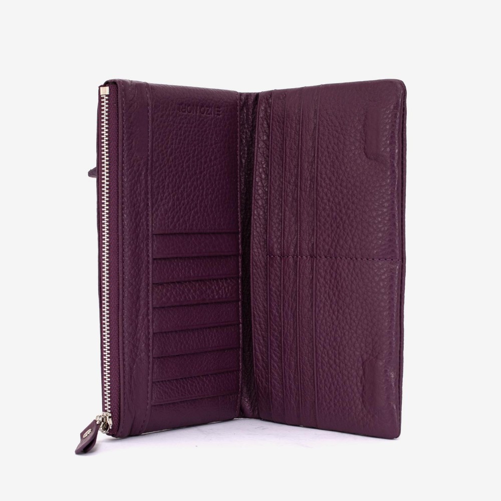 Portofel dama ENZO NORI model ROXAN din piele naturala violet inchis