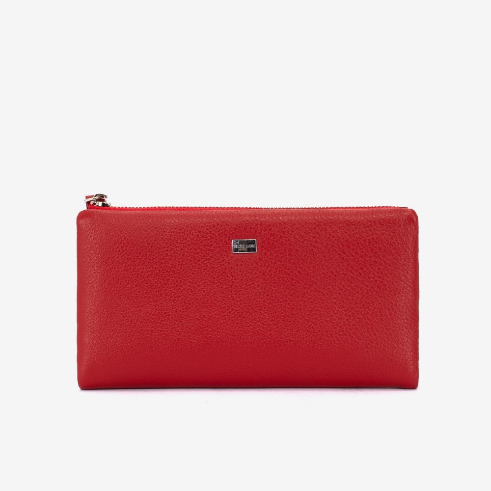 Portofel dama ENZO NORI model ROXAN din piele naturala rosu