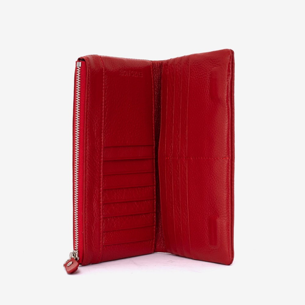 Portofel dama ENZO NORI model ROXAN din piele naturala rosu