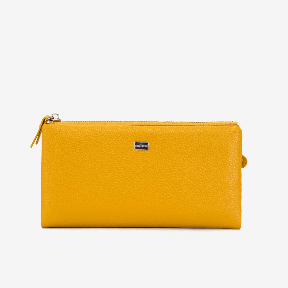 Portofel dama ENZO NORI model ROXAN din piele naturala galben