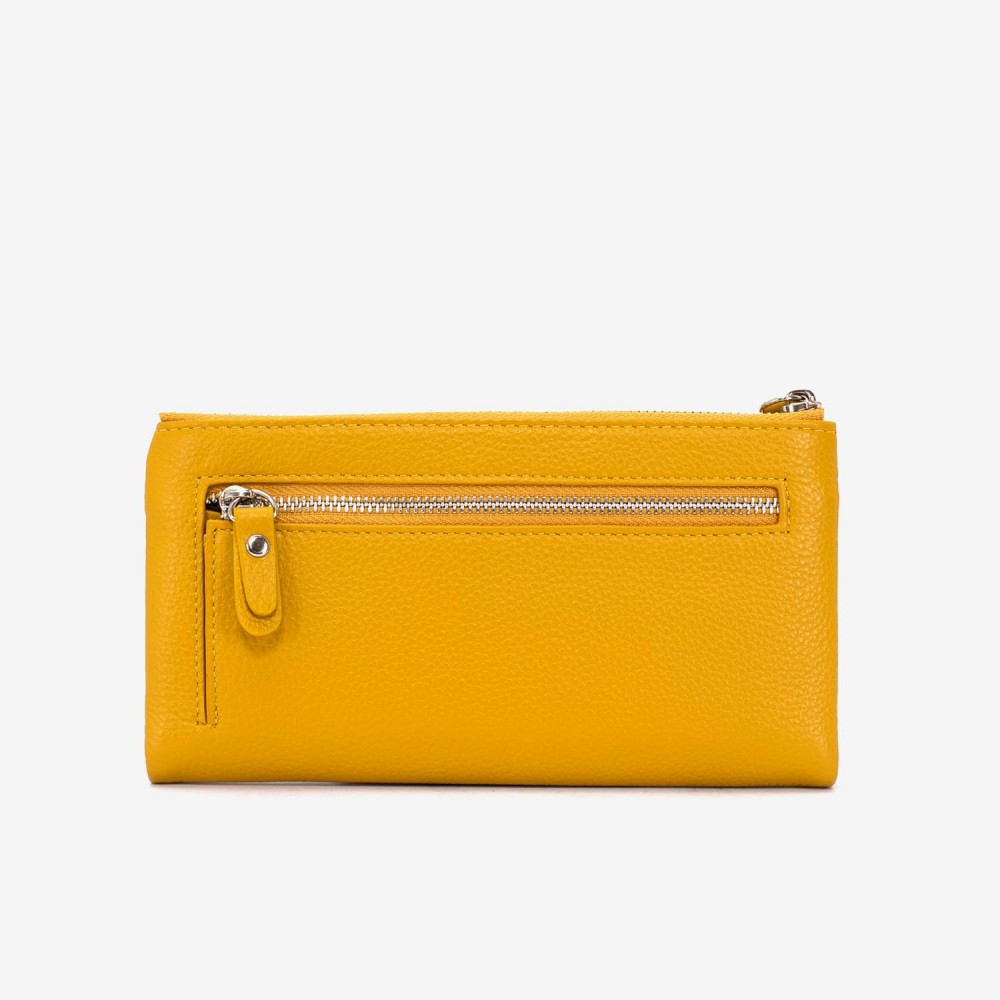 Portofel dama ENZO NORI model ROXAN din piele naturala galben