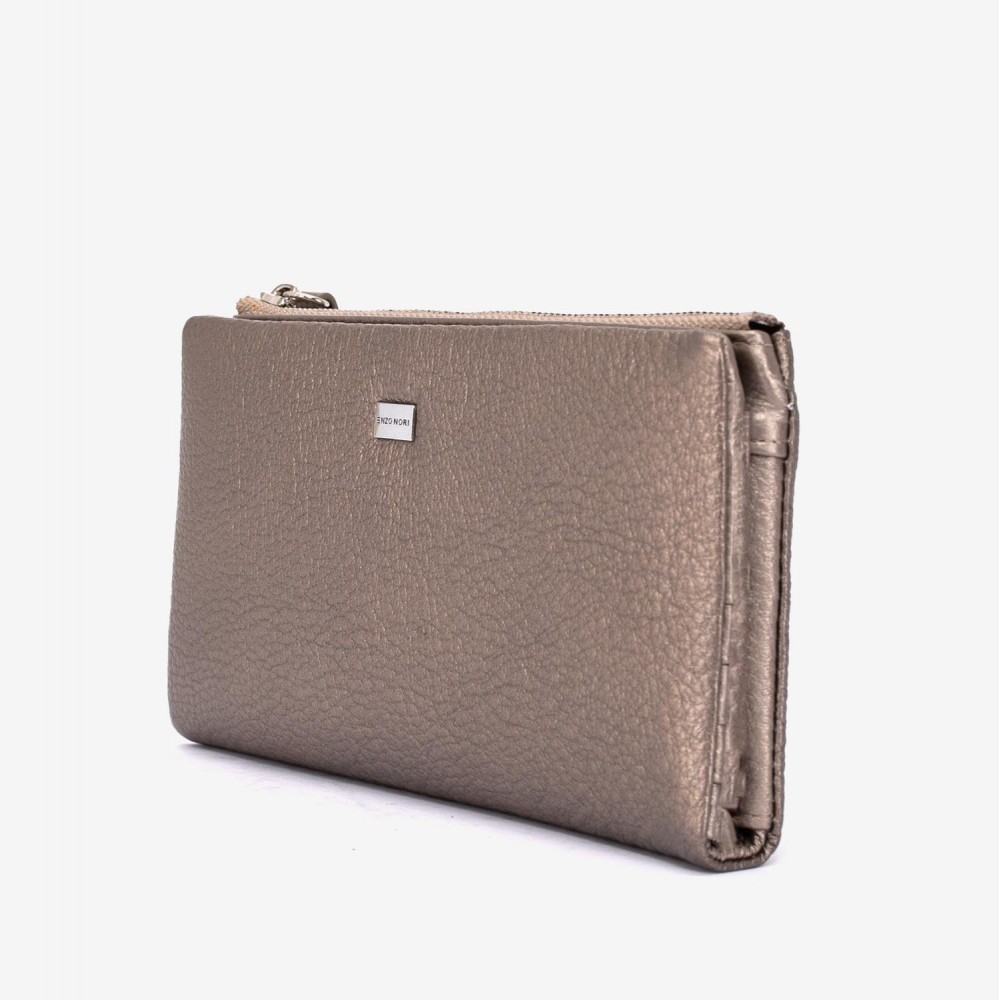 Portofel dama ENZO NORI model ROXAN din piele naturala bronz
