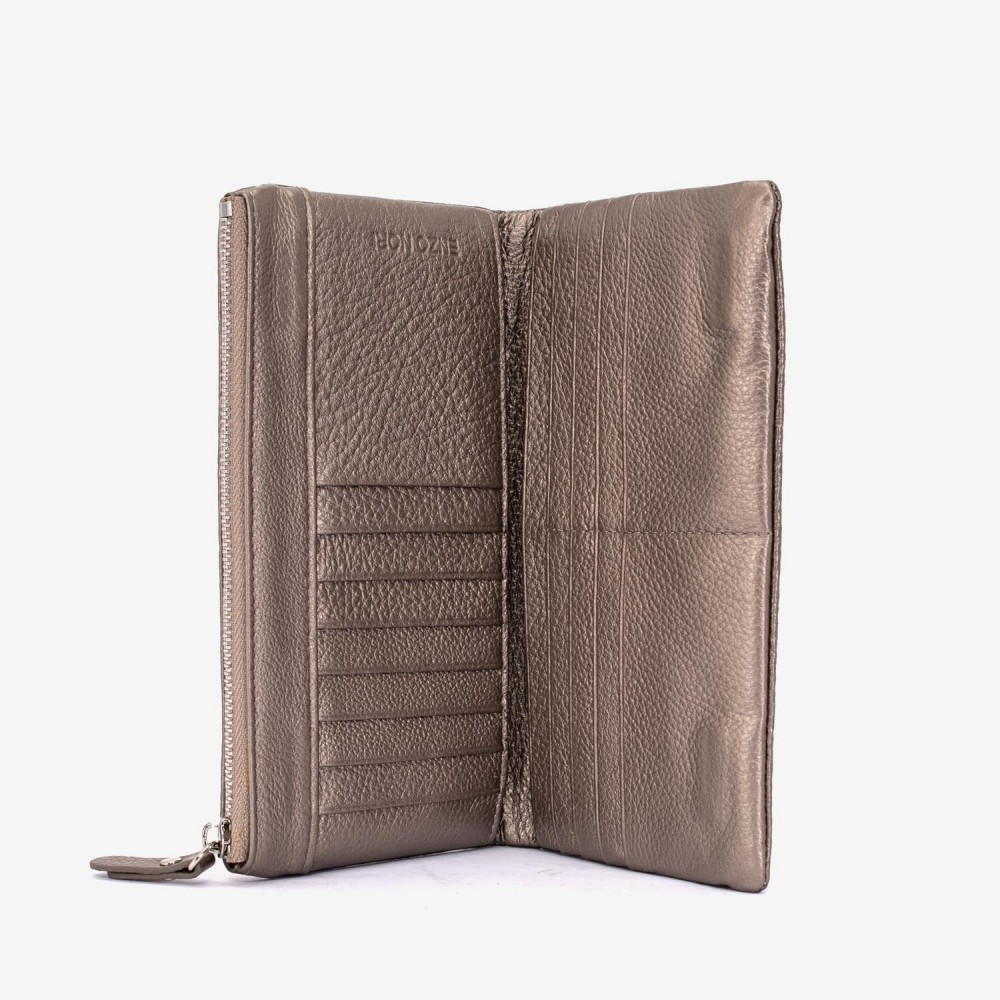 Portofel dama ENZO NORI model ROXAN din piele naturala bronz