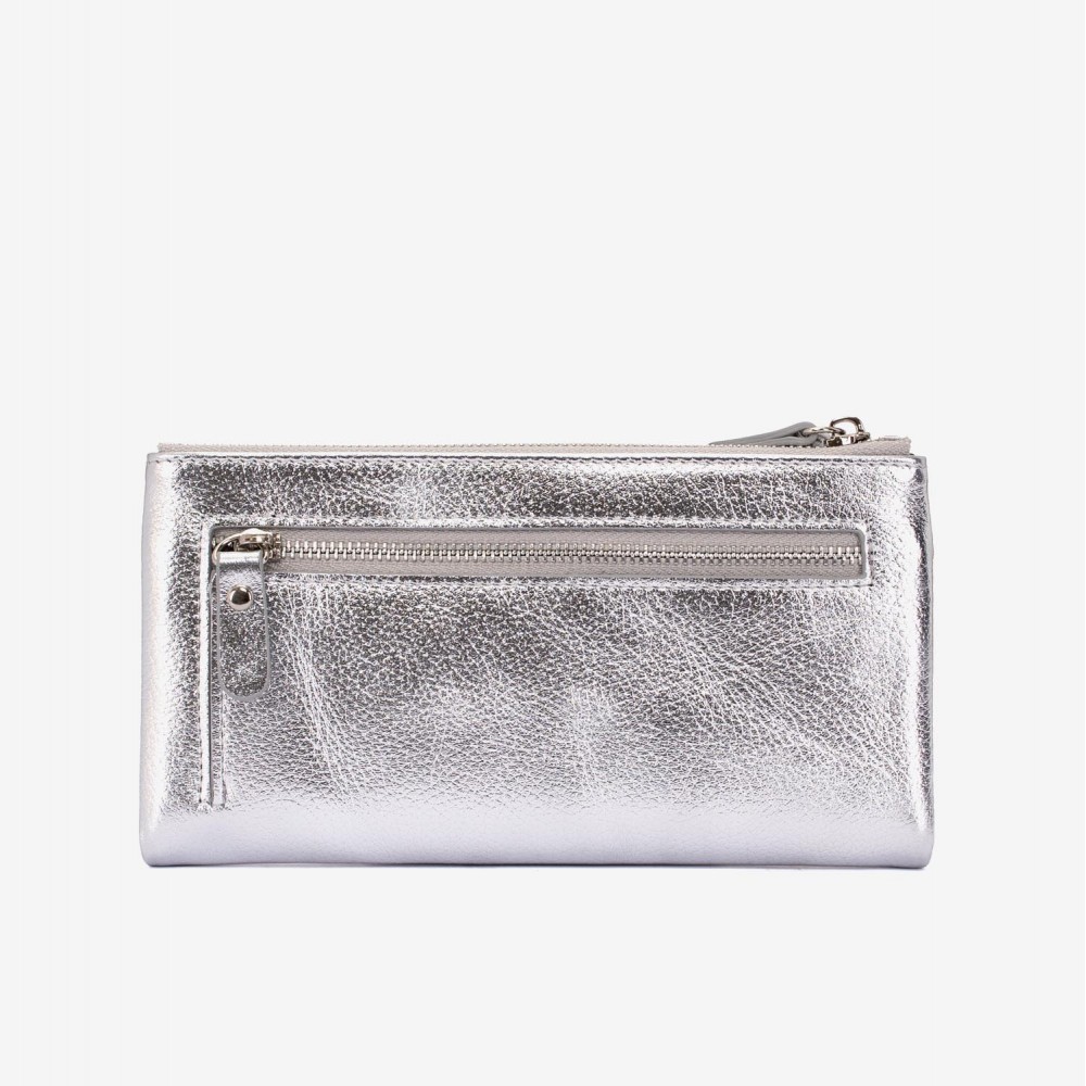 Portofel dama ENZO NORI model ROXAN din piele naturala silver