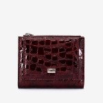 Portofel dama ENZO NORI model TESSY din piele naturala burgundy laser